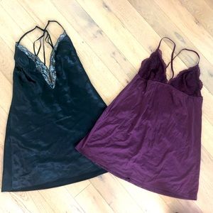 Two LaSenza sz L satin lace slips/ teddies / babydoll - excellent condition